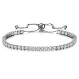 Initial Engraved Rhinestone Crystal Chain Bracelet | Sparkly Silver Slider Bracelet Adjustable Elegant Dainty Bracelet Personalized Gift Tag