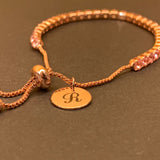 Personalized Crystal Tennis Bracelet Rose Gold Plated Adjustable Rhinestone Crystal Chain Bracelet | Initial Engraved Women Stretch Bracelet