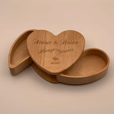 Personalized Jewelry Box | Custom Laser Engraved Maple Wood Heart-Shape Jewelry Keepsake Box | Customizable Wooden Wedding Anniversary Gift