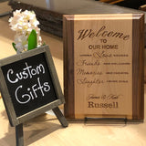 Personalized First Home Housewarming Wood Gift | Custom Laser Engraved Red Alder & Walnut Edge Plaque to New Home | House Warming Wall Decor