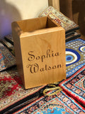 Personalized Wooden Pen Holder | Custom Laser Engraved Maple Wood Desk Organizer Holder | Customized Pen Cup Gift |  Pen Holder Office Gifts