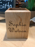 Personalized Wooden Pen Holder | Custom Laser Engraved Maple Wood Desk Organizer Holder | Customized Pen Cup Gift |  Pen Holder Office Gifts