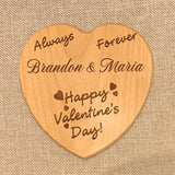 Customizable Heart Shaped Maple Wood | Personalized Laser Engraved Valentine's Day Gift  | 5" X 5" wooden Heart Anniversary Gift for Couples