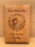 Personalized Mother's Day Wooden Plaque | Laser Engraved Genuine Red Alder Gift | Custom Engraved  Wood Plaque Gift | For the Best Mom Ever