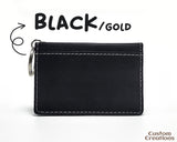 Personalized Leather Card Case Key Chain Wallet | Laserable Vegan Leather Keychain ID and Card Holder | Laser Engraved Gift to an Executive