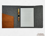 Leather Personalized Portfolio with Notepad, Pocket & Pen Holder | Custom Engraved 7 x 9 Leatherette Canvas Portfolio | Business Gift Folio