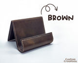 Personalized Leather Card Case Holder | Laser Engraved Synthetic Leather Gift | Great Executive Desk | Gift Customizable Vegan Leather Easel