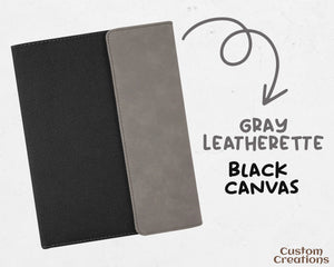Leather Personalized Portfolio with Notepad, Pocket & Pen Holder | Custom Engraved 7 x 9 Leatherette Canvas Portfolio | Business Gift Folio