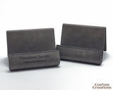 Personalized Leather Card Case Holder | Laser Engraved Synthetic Leather Gift | Great Executive Desk | Gift Customizable Vegan Leather Easel