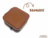 Travel Jewelry Box | Personalized Custom Laserable Vegan Leather 4" x 4" Zippered Jewelry Case | Rawhide Jewelry Stuffer for Bridesmaid