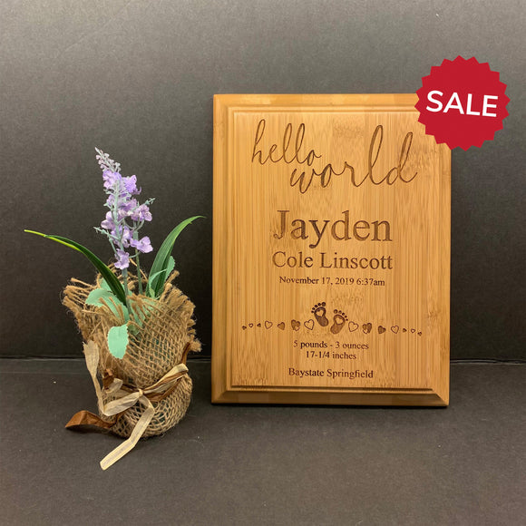 Personalized Birth Stats Plaque | Eco-Friendly Bamboo Plaque Personalized Laser Engraved Newborn Baby Gift | Customize Baby Keepsake Plaque