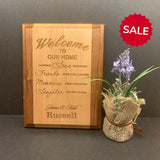 Personalized First Home Housewarming Wood Gift | Custom Laser Engraved Red Alder & Walnut Edge Plaque to New Home | House Warming Wall Decor