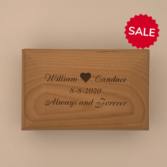 Personalized Red Alder Wood Jewelry Box | Laser Engraved with Brown Velvet Lining Gift Box | Customizable  Wood Valentine's Day Gift For Her