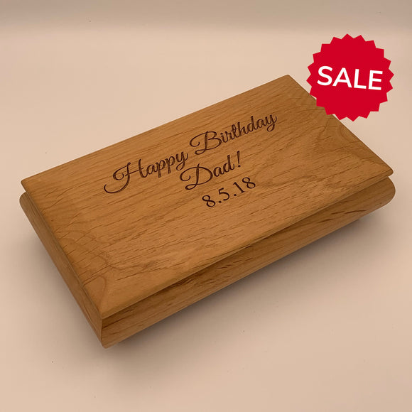 Jewelry Box Red Alder Wood with Brown Velvet Lining - Personalized Laser Engraved Wooden Gift Box - Customizable Keepsake Large Jewelry Box
