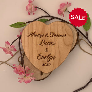 Personalized Wedding Anniversary Gift | Laser Engraved Heart Shaped 5" x 5" Maple Wooden Anniversary Gift | Unique Gift for Your Loved One