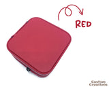 Travel Jewelry Box | Personalized Custom Laserable Vegan Leather 4" x 4" Zippered Jewelry Case | Red Color Jewelry Stuffer for Bridesmaid