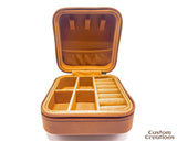Travel Jewelry Box | Personalized Custom Laserable Vegan Leather 4" x 4" Zippered Jewelry Case | Rawhide Jewelry Stuffer for Bridesmaid