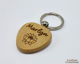 Personalized Wood Keychain with Laser Engraving | Custom Engraved Wooden Heart Shape Keychain Gifts for Home, Car, Office | Birthday Gifts