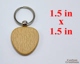 Personalized Wood Keychain with Laser Engraving | Custom Engraved Wooden Heart Shape Keychain Gifts for Home, Car, Office | Birthday Gifts