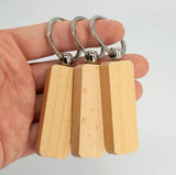Personalized Wood Keychain with Laser Engraving | Custom Engraved Wooden Rectangle Shape Keychain Gift for Home, Car, Office | Birthday Gift