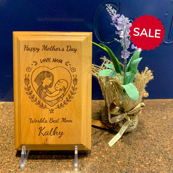 Personalized Mother's Day Wooden Plaque | Laser Engraved Genuine Red Alder Gift | Custom Engraved  Wood Plaque Gift | For the Best Mom Ever