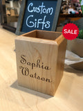 Personalized Wooden Pen Holder | Custom Laser Engraved Maple Wood Desk Organizer Holder | Customized Pen Cup Gift |  Pen Holder Office Gifts