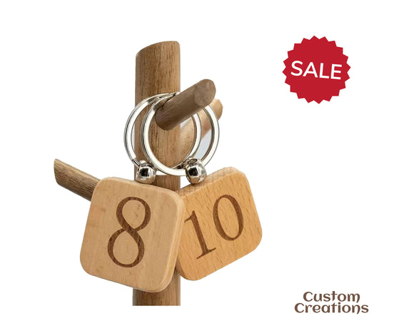 Personalized Wood Keychain | Laser Engraved Numbers | Custom Engraved Wooden Keychain Gift for Hotel, Home, Car, Office | Birthday Gifts