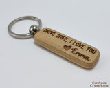Personalized Wood Keychain with Laser Engraving | Custom Engraved Wooden Rectangle Shape Keychain Gift for Home, Car, Office | Birthday Gift