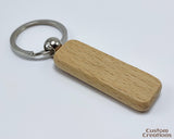 Personalized Wood Keychain with Laser Engraving | Custom Engraved Wooden Rectangle Shape Keychain Gift for Home, Car, Office | Birthday Gift
