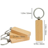 Personalized Wood Keychain with Laser Engraving | Custom Engraved Wooden Rectangle Shape Keychain Gift for Home, Car, Office | Birthday Gift