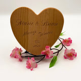 Personalized Jewelry Box | Custom Laser Engraved Maple Wood Heart-Shape Jewelry Keepsake Box | Customizable Wooden Wedding Anniversary Gift