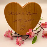 Personalized Jewelry Box | Custom Laser Engraved Maple Wood Heart-Shape Jewelry Keepsake Box | Customizable Wooden Wedding Anniversary Gift