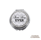 Personalized Makeup Mirror for Bridal Shower |  Best Day Ever Pattern Compact Mirror | Customizable Back Side Pocket Mirror Bridesmaid Gift