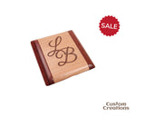 Wooden Makeup Mirror for Bridal Shower | Personalized Maple Wood Compact Pocket Mirror | Customize Initials Engraving Combo Travel Mirror