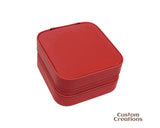 Travel Jewelry Box | Personalized Custom Laserable Vegan Leather 4" x 4" Zippered Jewelry Case | Red Color Jewelry Stuffer for Bridesmaid