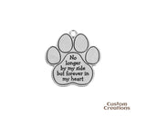 Customizable Pet Memorial Charm | No longer by my side but forever in my heart | Personalized Silver Color Zinc Engravable Back Side Charm