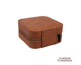 Travel Jewelry Box | Personalized Custom Laserable Vegan Leather 4" x 4" Zippered Jewelry Case | Rawhide Jewelry Stuffer for Bridesmaid