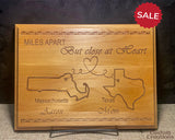 Moving Away Personalized Gift | Long distance relationship Wooden Plaque | Two States Art Best friend Gift | Miles Apart But Close at Heart