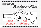 Moving Away Personalized Gift | Long distance relationship Wooden Plaque | Two States Art Best friend Gift | Miles Apart But Close at Heart