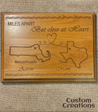 Moving Away Personalized Gift | Long distance relationship Wooden Plaque | Two States Art Best friend Gift | Miles Apart But Close at Heart