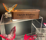 Walnut Wood Business Card and Pen Holder | Personalized Wooden Card Holder Desk Organizer | Laser Engraved Wooden Executive Office Gift