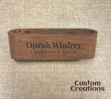 Walnut Wood Business Card and Pen Holder | Personalized Wooden Card Holder Desk Organizer | Laser Engraved Wooden Executive Office Gift