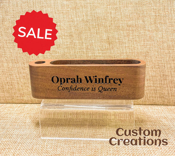 Beech Wood Business Card and Pen Holder | Personalized Wooden Card Holder Desk Organizer | Laser Engraved Wood Unique Executive Office Gift