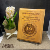 Laser Engraved Father's Day Red Alder Wood Plaque | Personalized Presidential Certificate Plaque | Custom Household Wall Decor Gift for Dad