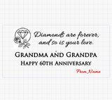 Personalized 5" x 7" Red Alder Engraving Area  Picture Frame | Custom Diamond Anniversary Frame | Engraved 60th Anniversary Gift for Parents