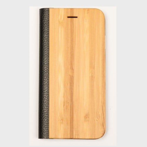 Bamboo Wood + Leather Wallet Flip Case for iPhone 5-5S-SE