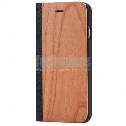 Cherry Wood + Leather Wallet Flip Case for Samsung S8 Plus