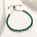 Green Sapphire Crystal Bracelet • Rose Gold or Silver Plated Adjustable Tennis Bracelet • Women Stretch Bracelet