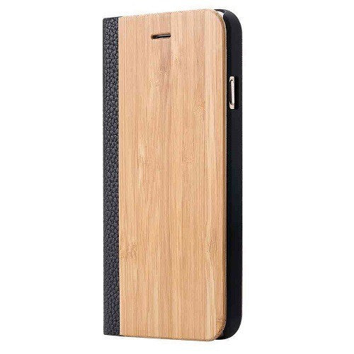 Maple Wood + Leather Wallet Flip Case for iPhone 6-6s Plus