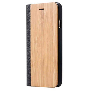 Maple Wood + Leather Wallet Flip Case for iPhone X